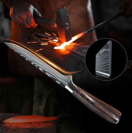 Couteau cuisine damas lame forger avec precision