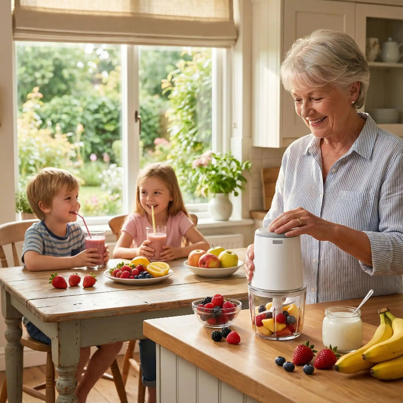Hachoir viande électrique dame servant smoothies maison santé