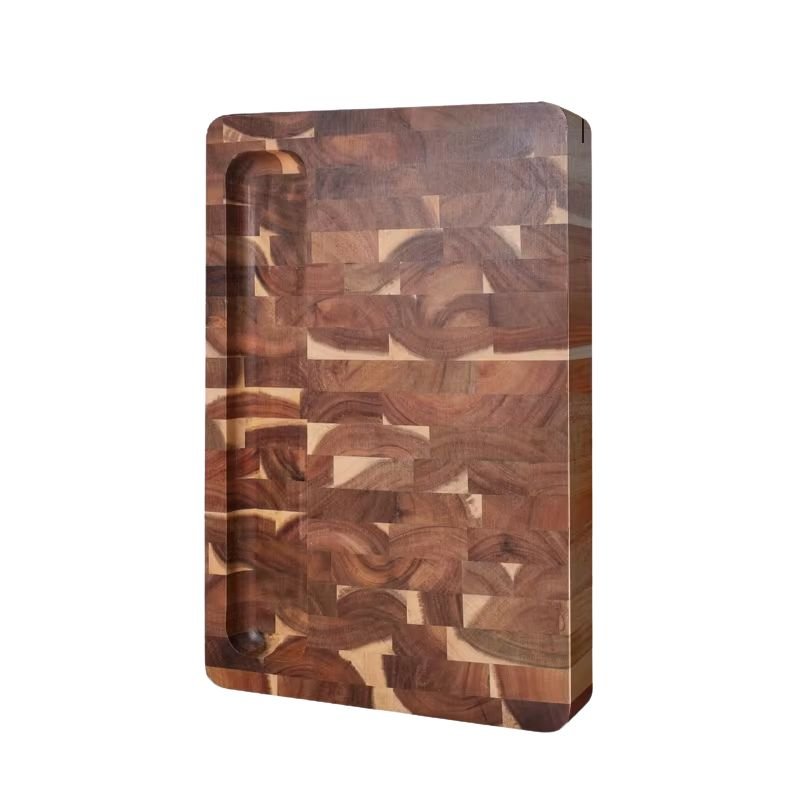 planche à découper bois damier avec Cavite intégrée