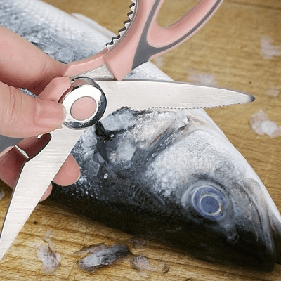 Ciseaux-de-cuisine-multifonction-rose-coupant-poisson