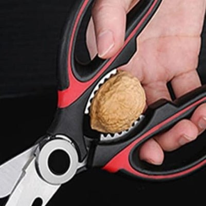 Ciseaux de cuisine multifonction rouge coupant noix