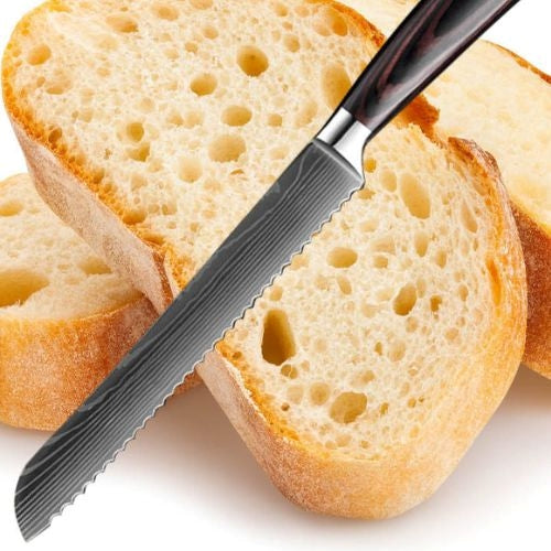 Couteau à pain mie noble lame style damas