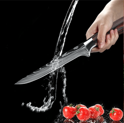 Couteau cuisine damas nettoyage facile avec eau