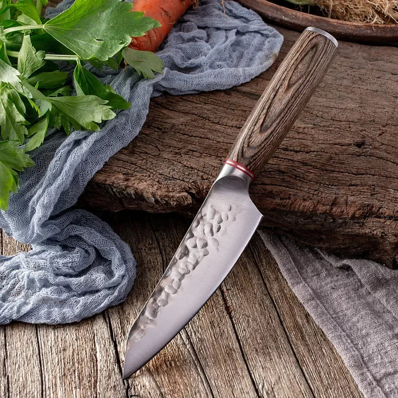 Couteau de cuisine forgeron santoku damassé