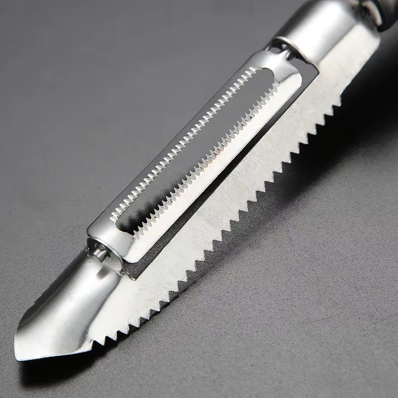 Eplucheur lame double dentelée multifonction