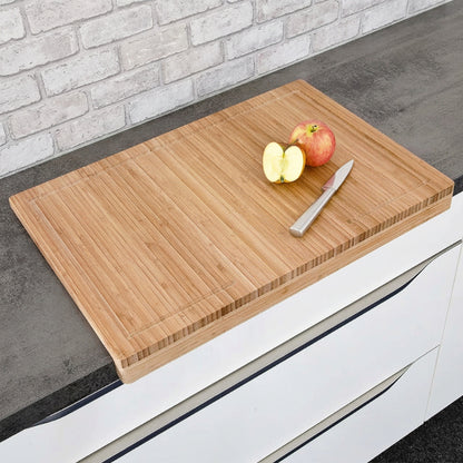 Planche à découper bambou avec rebord couteau pomme