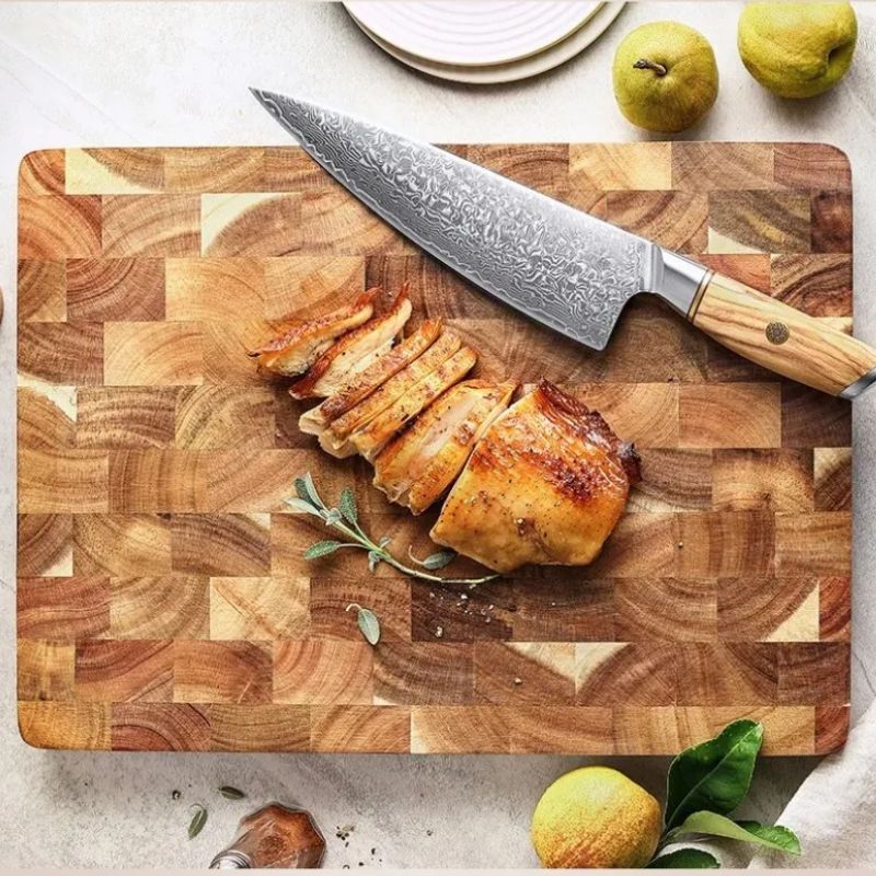 planche a decouper damier bois couper facilement poitrine poulet