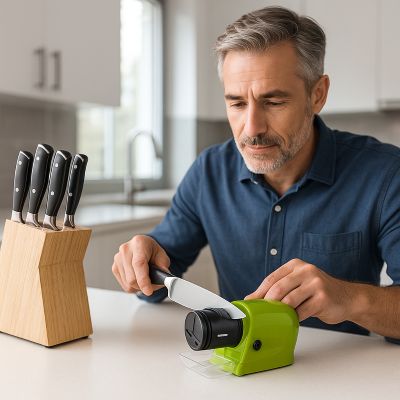 aiguiseur couteau électrique papa aiguisant couteau facilement