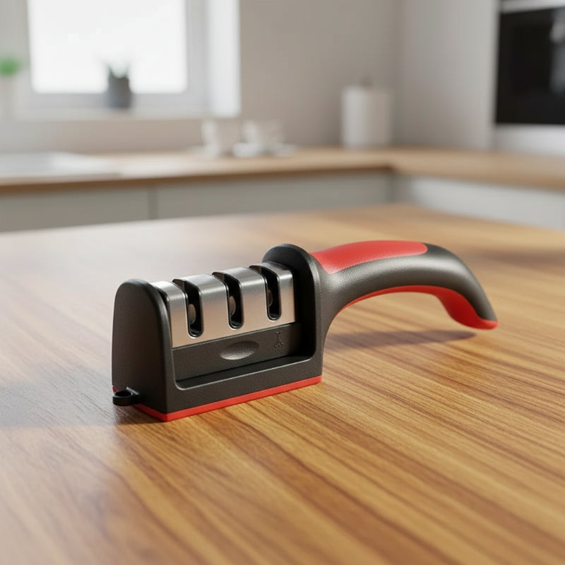 aiguiseur couteau noir et rouge