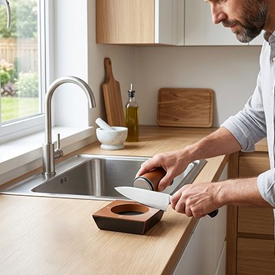 Aiguiseurs de couteaux avec guide d'angle intégré facile à utiliser