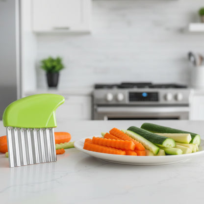 coupe frite manuel assiette légumes comptoir cuisine