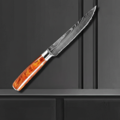 couteau pour steak orange flame