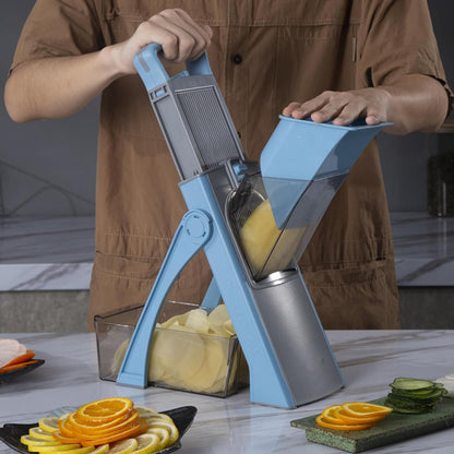 mandoline alliee homme montrant guide protection
