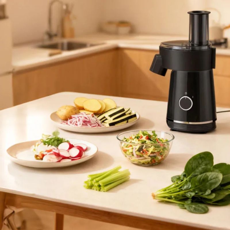 mandoline de cuisine electrique préparation assiette salade facilement