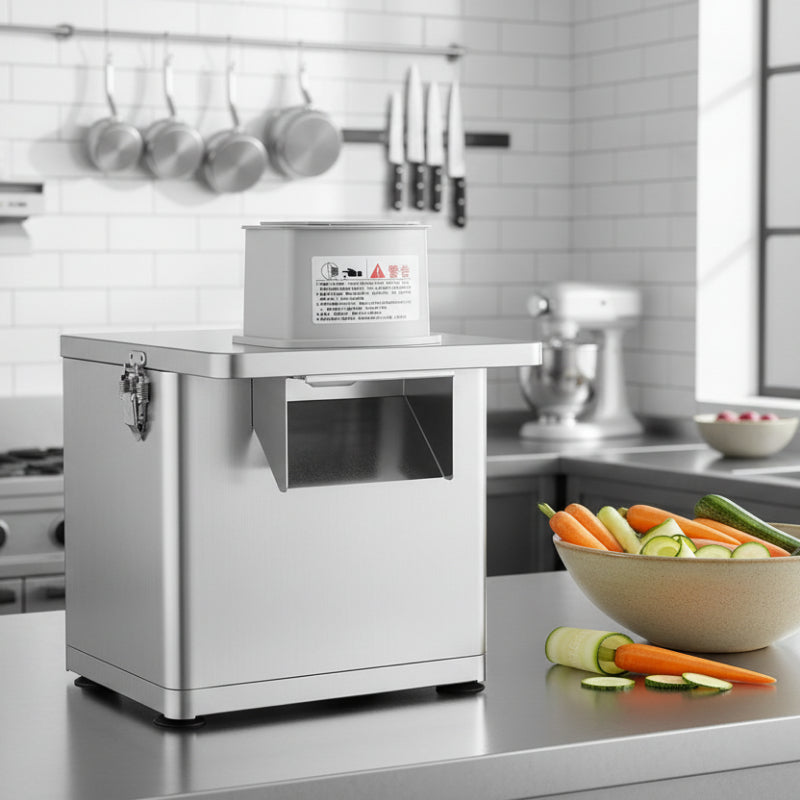 mandoline multifonctions electrique cuisine avec légumes sur comptoir