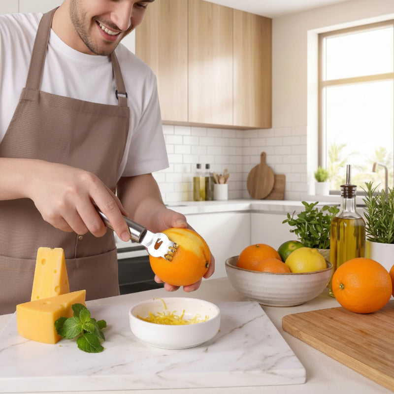 microplane zesteur zestant orange sur chocolat