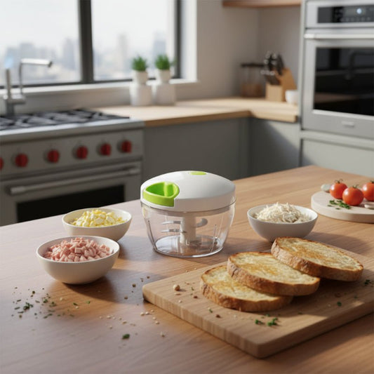 mini hachoir pour viande pain sur planche découper bol viande pour sandwich