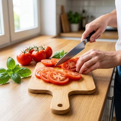 Planche à découper bambou trancher tomate facilement