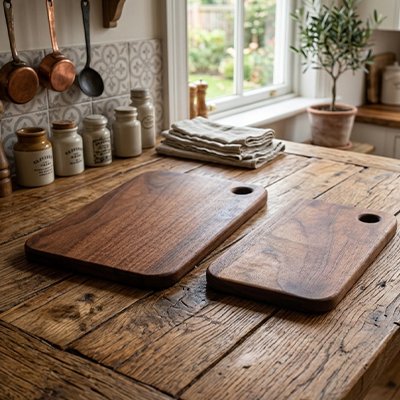 Planche à découper bois durable et stable sur comptoir cuisine