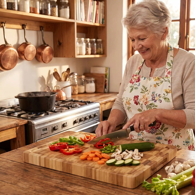 planche a decouper damier dame coupant légumes pour repas