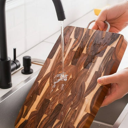 planche à découper damier nettoyer facilement bois sous évier