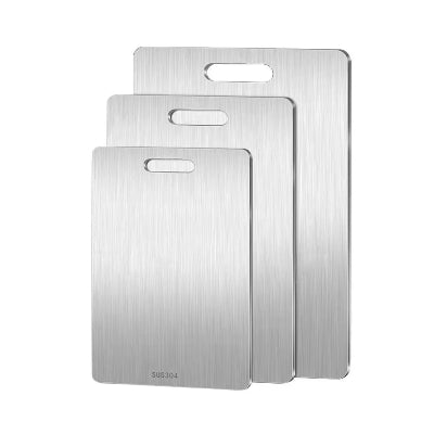 Planche a découper inox trois formats pratiques