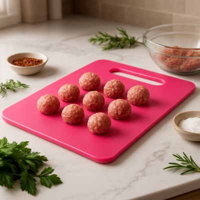 planche à decouper tranche de vie rose pour viande