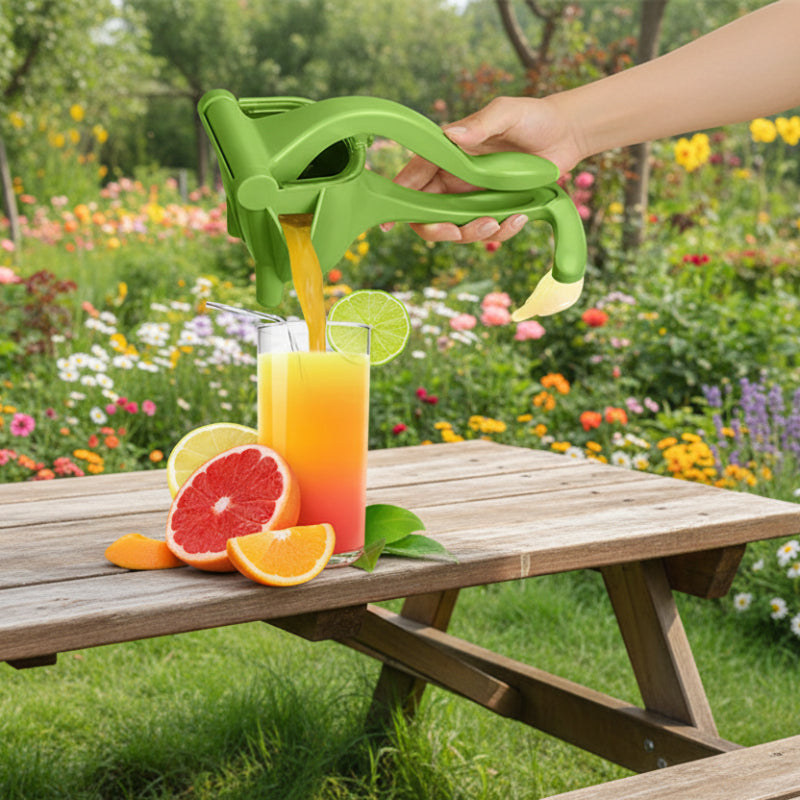 presse agrume dame pressant jus agrume dans jardin