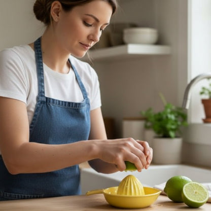 Presse agrume dame pressant manuellement du citron