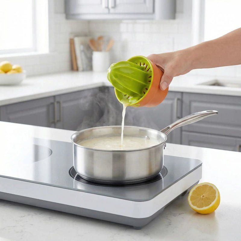 presse agrumes préparer sauce verser jus citron pour aromatiser