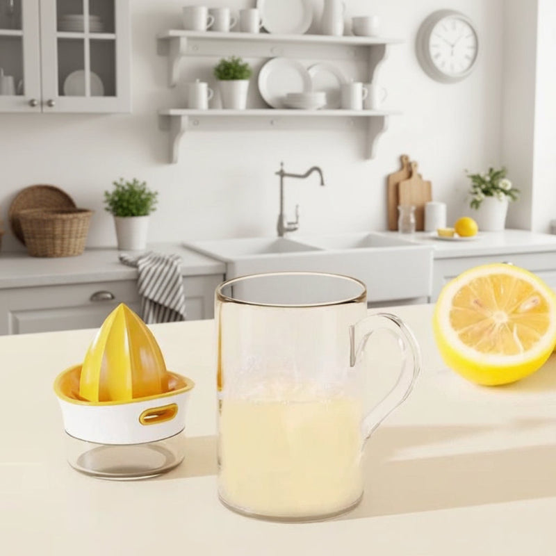 presse agrumes sur comptoir cuisine avec jus citron