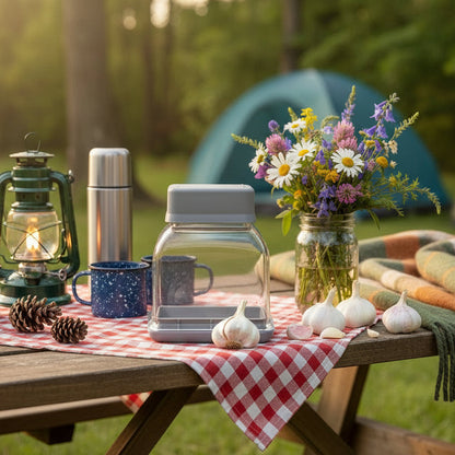 presse ail compacte sur table camping