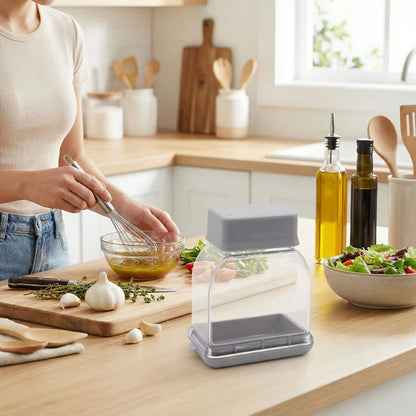 presse ail dame préparant vinaigrette maison rapidement