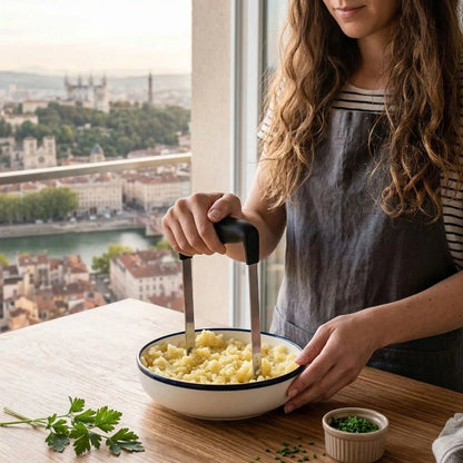 presse purée femme pile patates sans effort
