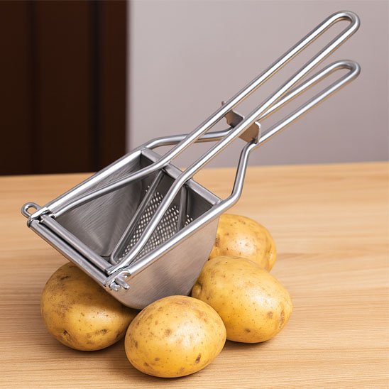 Presse purée sur comptoir avec pommes de terre