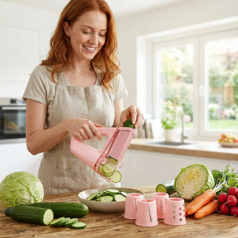 râpe à légumes électrique femme tranchant concombres