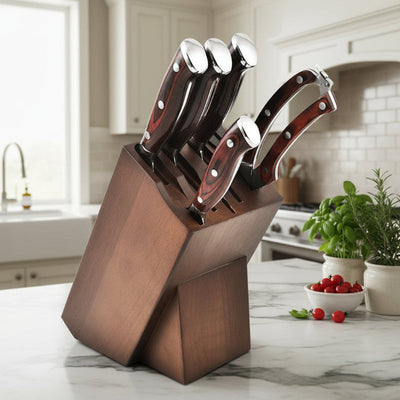 set couteau de cuisine brun