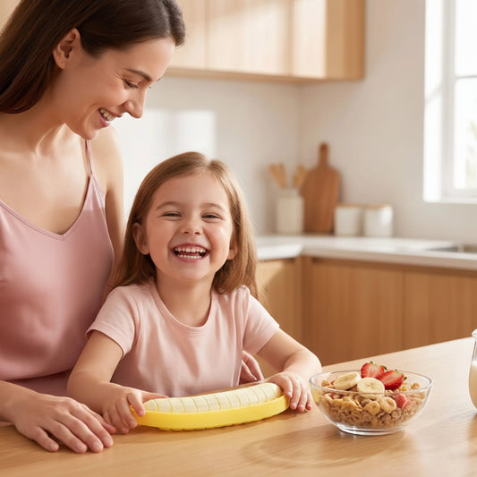 tranche banane fillette fière de son travail