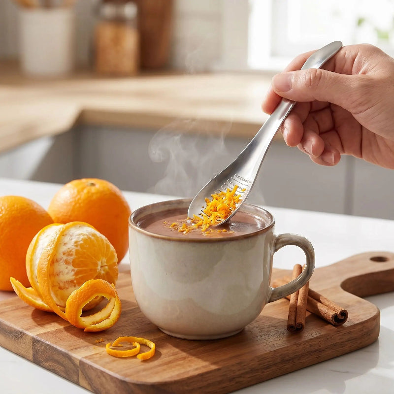 zesteur citron zestant et mélangeant zeste d'orange