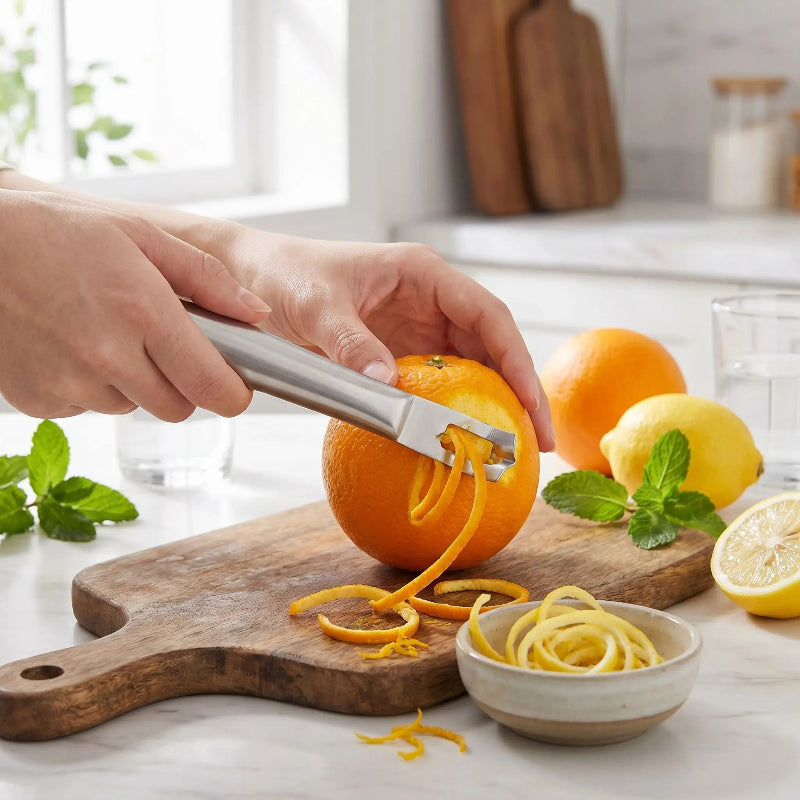 zesteur femme zeste une orange aisément